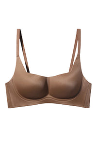 Women's Half Cup Wireless Push-Up Bra - Comfortable Breathable Nylon Spandex Lingerie for Small Bust - Nude, Black, Silver Gray, Brown - Sizes S, M, L, XL