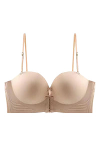 [Brand] Bra Push Up Tanpa Kawat 1/2 Cup Tebal Removable Padding Breathable Nylon Spandex - Skin / Hitam / Putih / Coklat - S M L XL