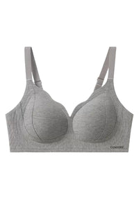 Bra Pendukung Lembut Tanpa Kawat, Sensasi Hangat - Full Cup Tipis Nyaman, Anti Gravitasi untuk Wanita Indonesia - Warna Kulit/Hitam/Abu-abu