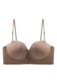 [Brand] Bra Push Up Tanpa Kawat 1/2 Cup Tebal Removable Padding Breathable Nylon Spandex - Skin / Hitam / Putih / Coklat - S M L XL
