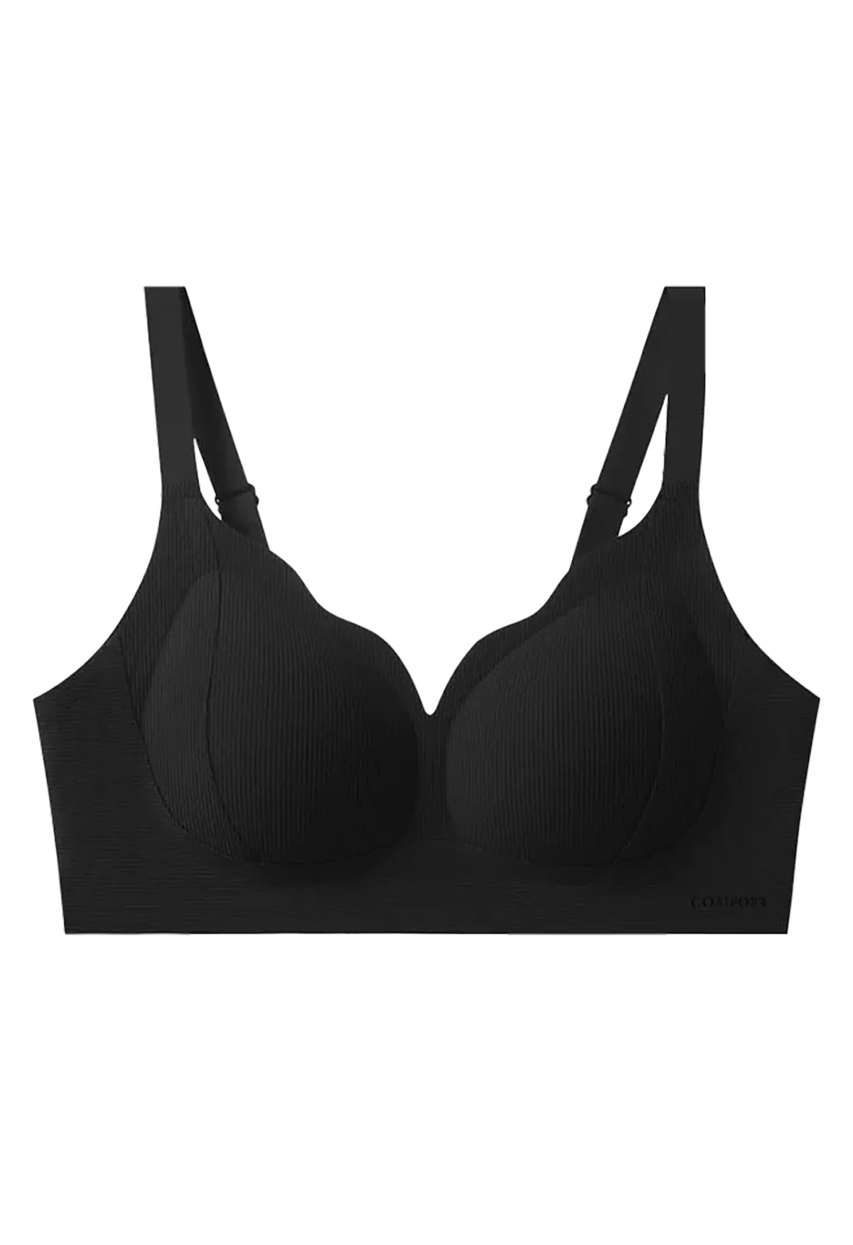 Bra Pendukung Lembut Tanpa Kawat, Sensasi Hangat - Full Cup Tipis Nyaman, Anti Gravitasi untuk Wanita Indonesia - Warna Kulit/Hitam/Abu-abu