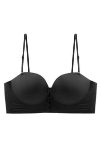 [Brand] Bra Push Up Tanpa Kawat 1/2 Cup Tebal Removable Padding Breathable Nylon Spandex - Skin / Hitam / Putih / Coklat - S M L XL
